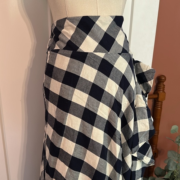 Lauren Ralph Lauren | buffalo plaid | asymmetrical | navy white | ruffle | skirt - Picture 4 of 16
